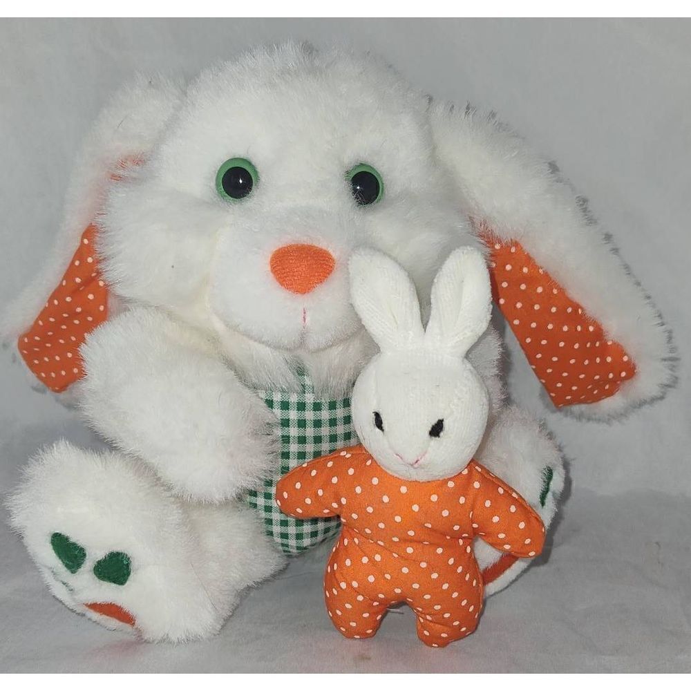 Avon Products Giggly Sounds Mommy Rabbit White Color w/Baby Bunny 9" Plush Teste
